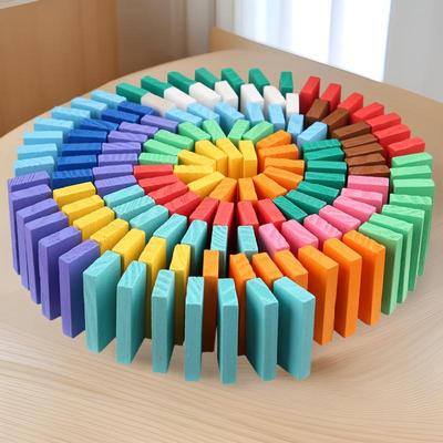 Jeu de dominos: Blocs de construction éducatifs en bois pour enfants et adultes