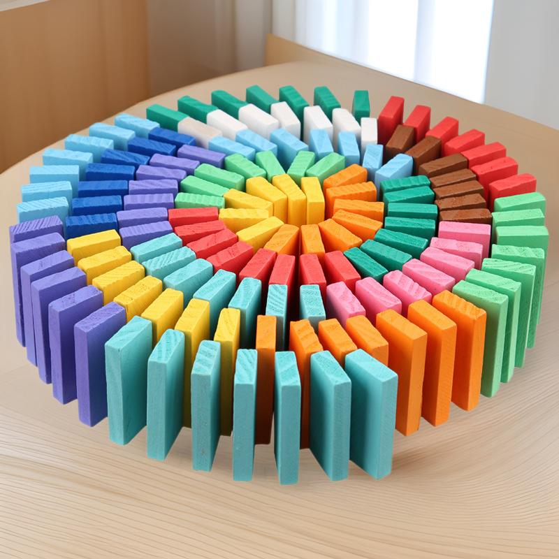 Domino Set: Educational Wooden Building Blocks for Kids & Adults