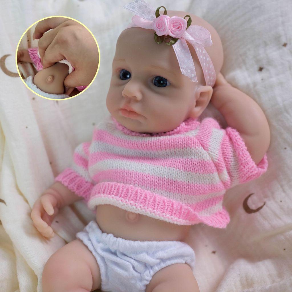 Силиконовая кукла в розовом полосатом свитере для детей Рождественский подарок