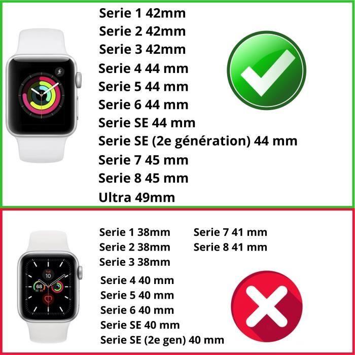 [Compatible Apple iWatch 44 mm] Bracelet Silicone Blanc Souple Taille S-M Sport Mixte Remplacement Montre