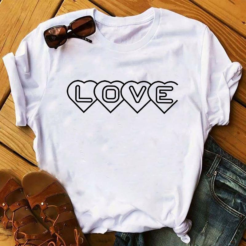 Summer 2025 Fashion Leopard Flower Sweet Love You Lady Ladies Womens Tee T-Shirt Graphic Female Valentine's Day Top T Shirt Gift
