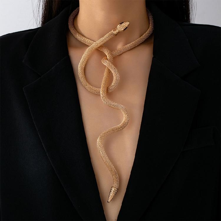 Stylish Retro Snake Necklace Multi Wear Option as Chokers Bracelet or Armband Adjustable Flexible Alloy Materials