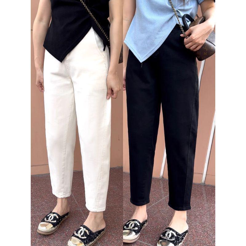 2025 Spring/Autumn Plus Size Harem Jeans for Pear-Shaped Women - Slimming & Hip-Covering Cropped Dad Jeans