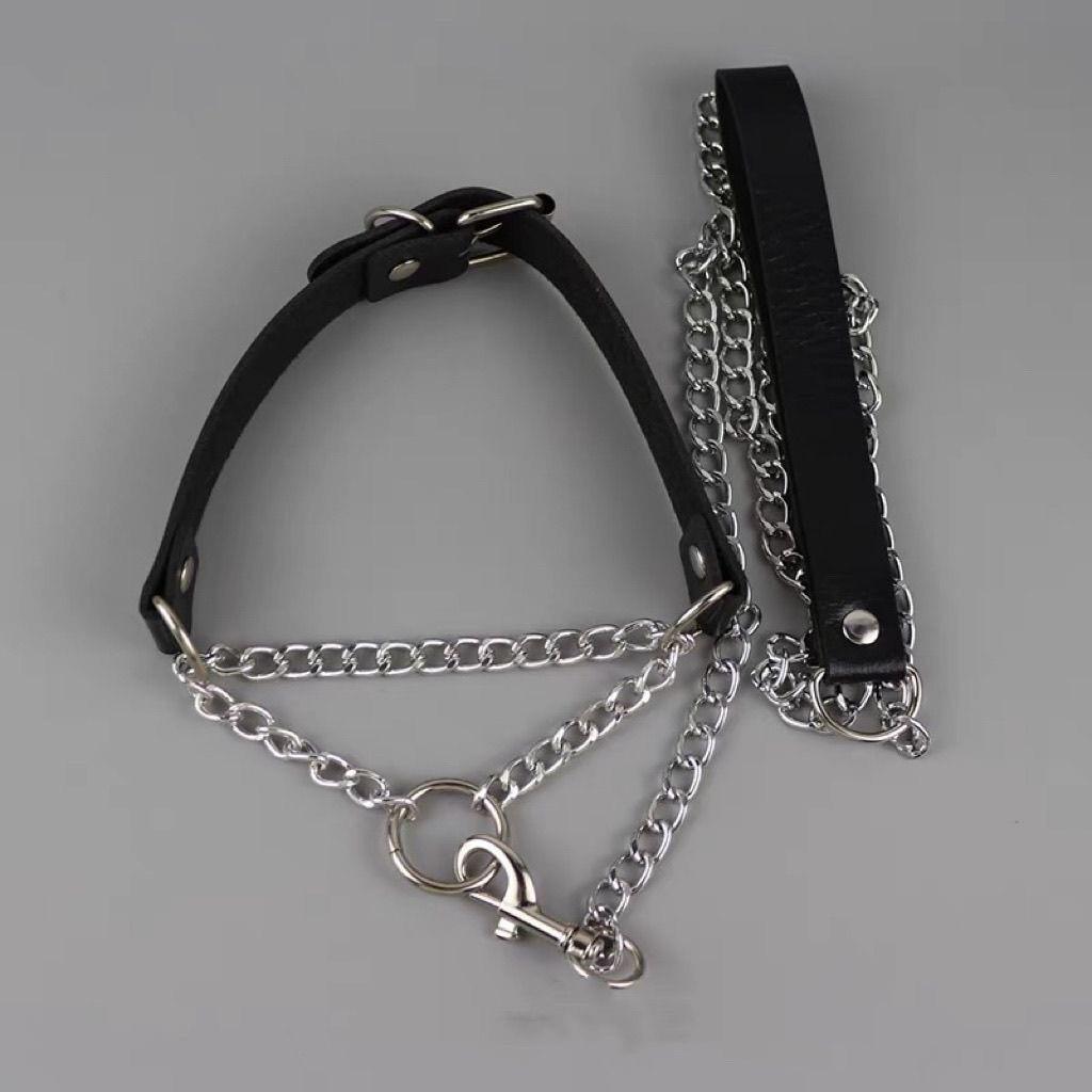 Unisex Leather Punk Chain Choker Necklace: Edgy, High-End Design