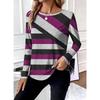 Ladies' Casual Contrasting Printed Long Sleeved Round Neck Top, Women's Streetwear