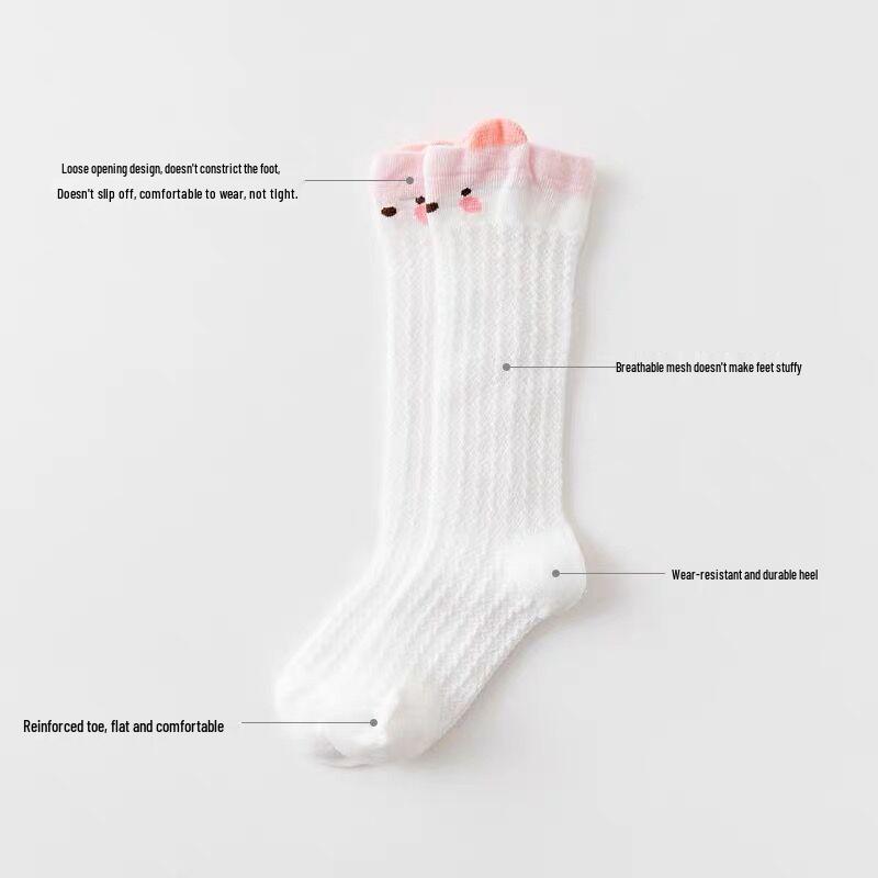 Unisex Baby Mosquito-Proof Cotton Socks, Breathable Summer Long Style, Newborn Mesh Air Conditioning Socks