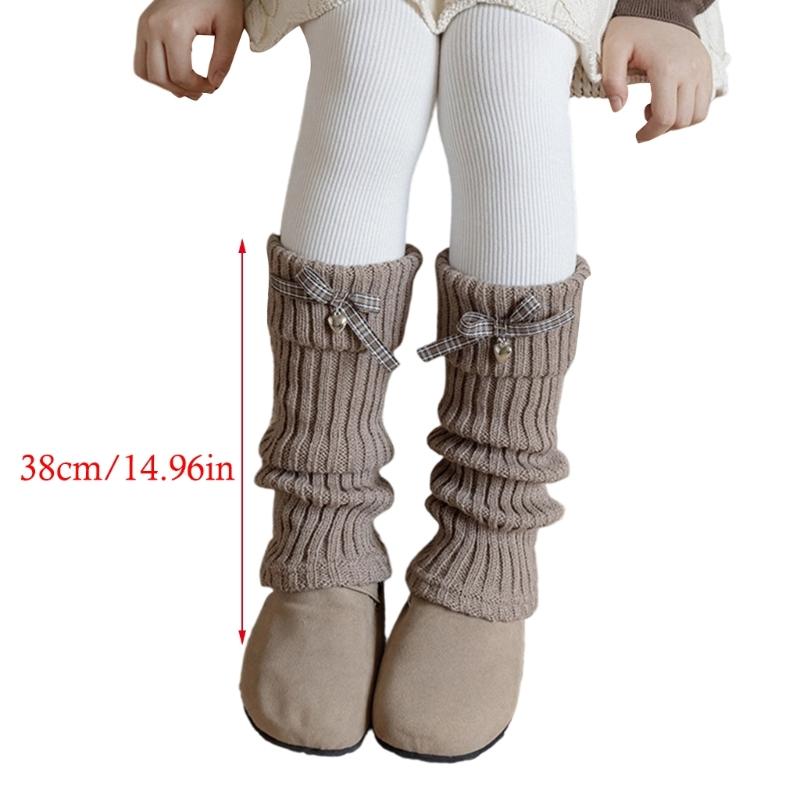 Womens Girls Lovely Leg Warmers Bows Knitted Flared Leg Sleeves Gotik Crochet Baggy Cuffs Ankle Heap Socks Streetwear