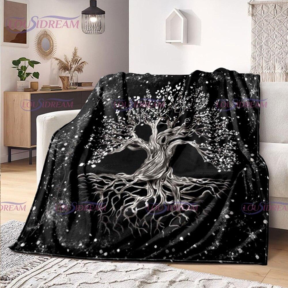 Celtic Style Tree of Life Blanket Tree of Life Wiccan Flannel Blanket Soft Warm Blanket Couch Bed Chair Decor Camping Gifts
