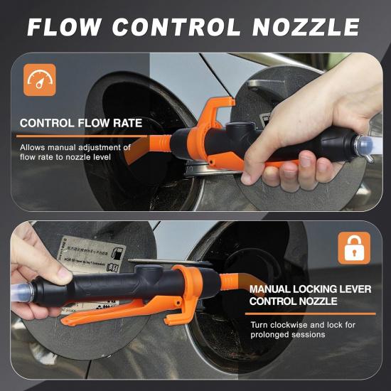 Battery Transfer Pump Portable Electric Siphon Pump For Gas Fuel Diesel Water 2.2 GPM With Extra Long Hose Flow Control Nozzle Quick Start Stop
