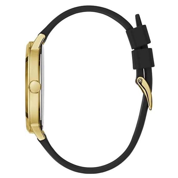 Montre Homme - GUESS - W1264G1 - Bracelet Silicone Noir - Boîtier Acier Plaqué Or - 44mm