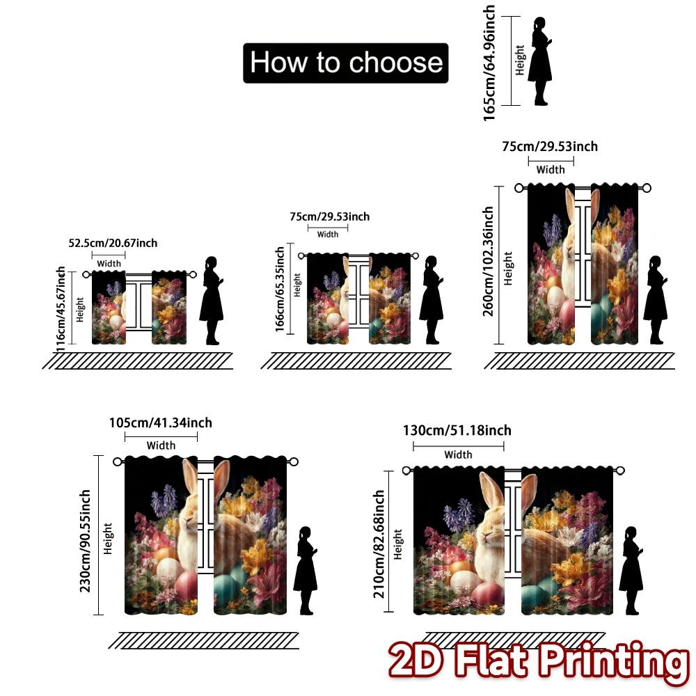 2pcs, 2D FLAT PRINTING Curtains (Without Rod) BunnySpringJoy Modern Pattern Curtains Versatile Fabric Curtains Outdoor