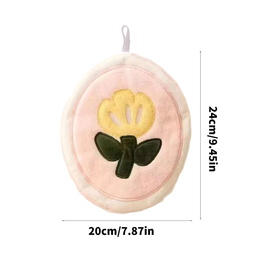 Gentle Plush Hand Towel Elegant Floral Design Quick Absorbing For Kitchen Bathroom Skin Friendly Hanging Loop Included