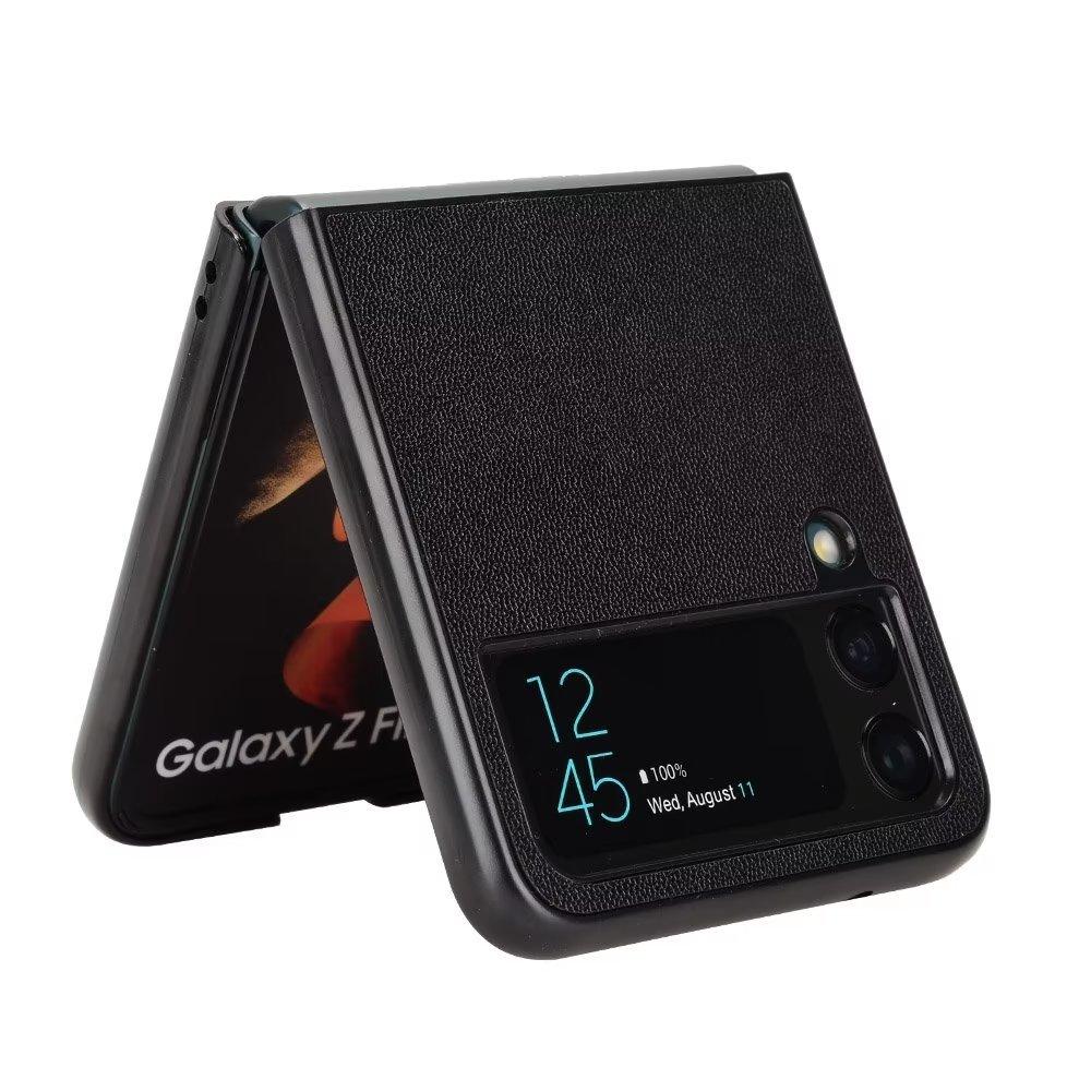 Suitable for Samsung Z Flip4 Mobile Phone Case Z Flip3 Lamb Pattern Solid Color Leather Case 3rd Generation Folding Anti-drop Case