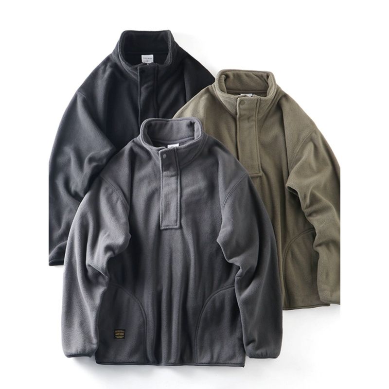 American Vintage Heavy Half Zipper Stand Collar Hoodie Men's Autumn and Winter Fleece-lined Thickened Foreign Trade Cattle Goods Leisure Outerwear