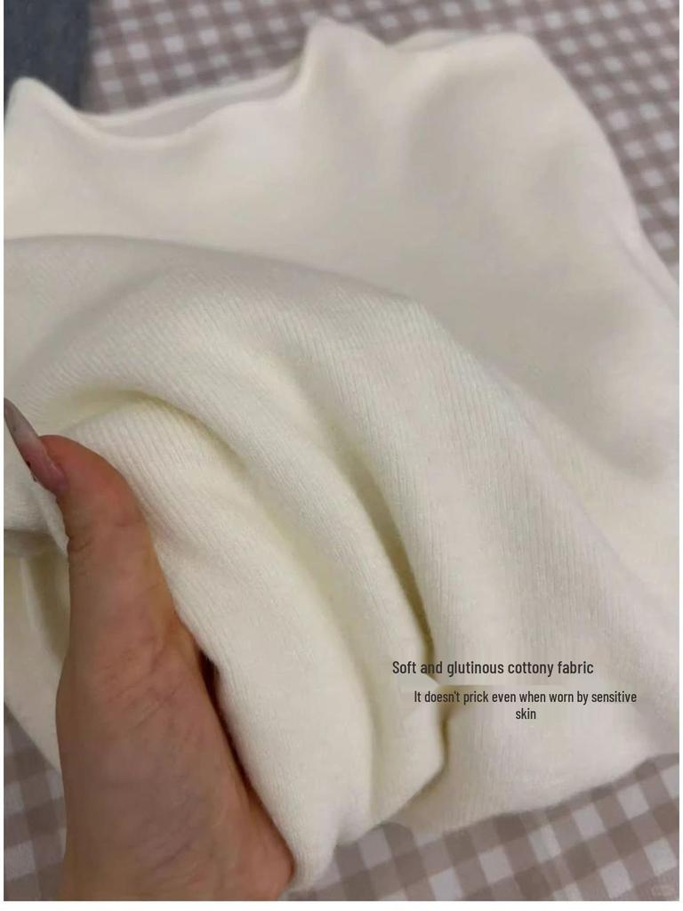 Women's Slim-Fit Semi-High Neck Knit Long-Sleeve Top