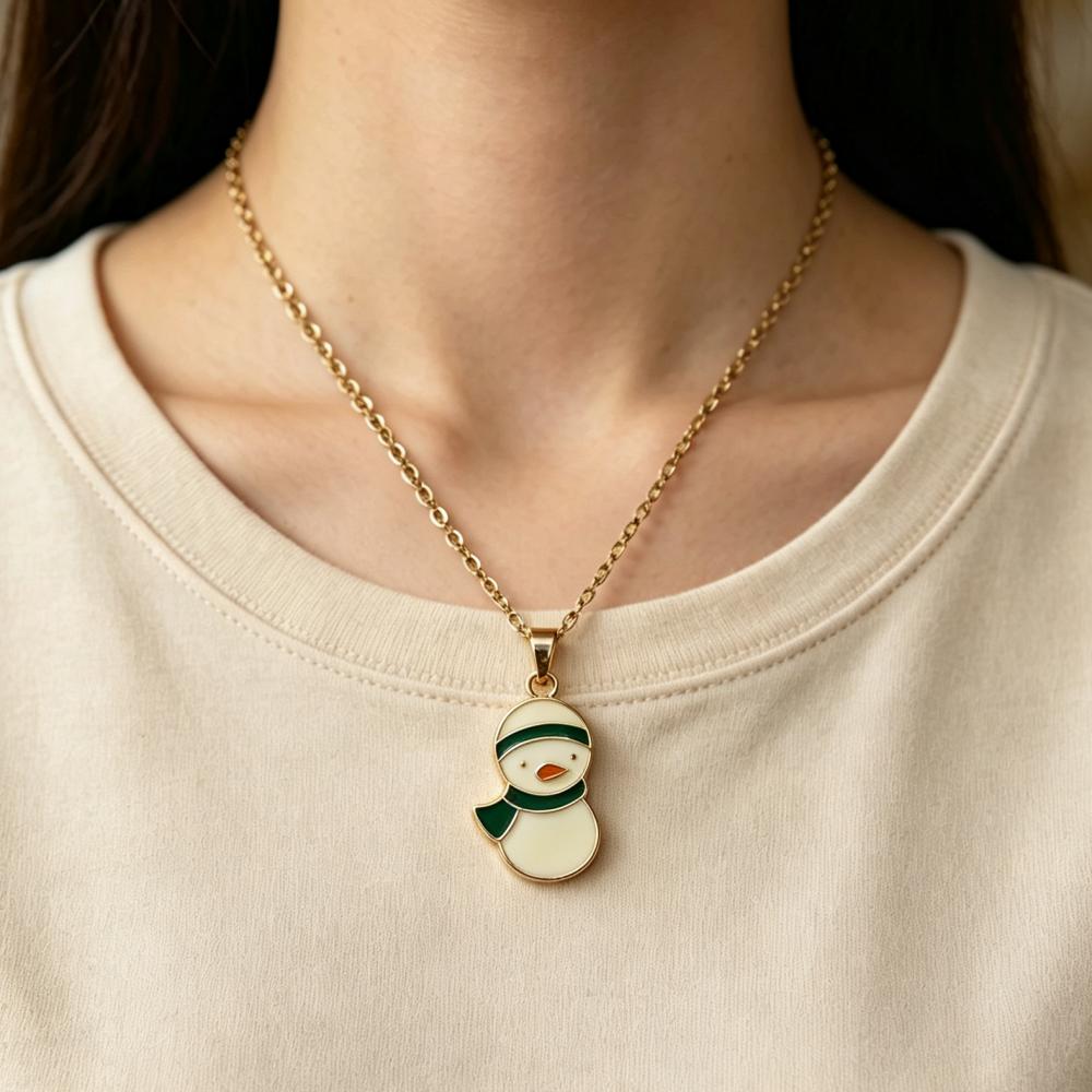 Charming Gold Color Christmas Penguin Pendant Necklace for Women Daily Wear and Christmas Holiday