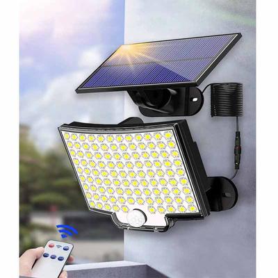 Lumină solară 228LED, aplică de perete de exterior cu senzor de mișcare, telecomandă, iluminat de garaj, rezistent la apă, iluminat stradal solar pentru camping.