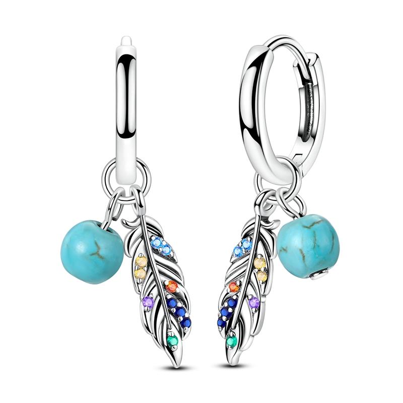Blue Earrings 925 Silver Sun Moon Starlight Butterfly Stud Hoop Earring With Zircon for Women Female Party Fine Jewelry