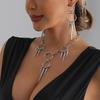 Punk style spike necklace ins design sense symmetrical metal ring collarbone chain