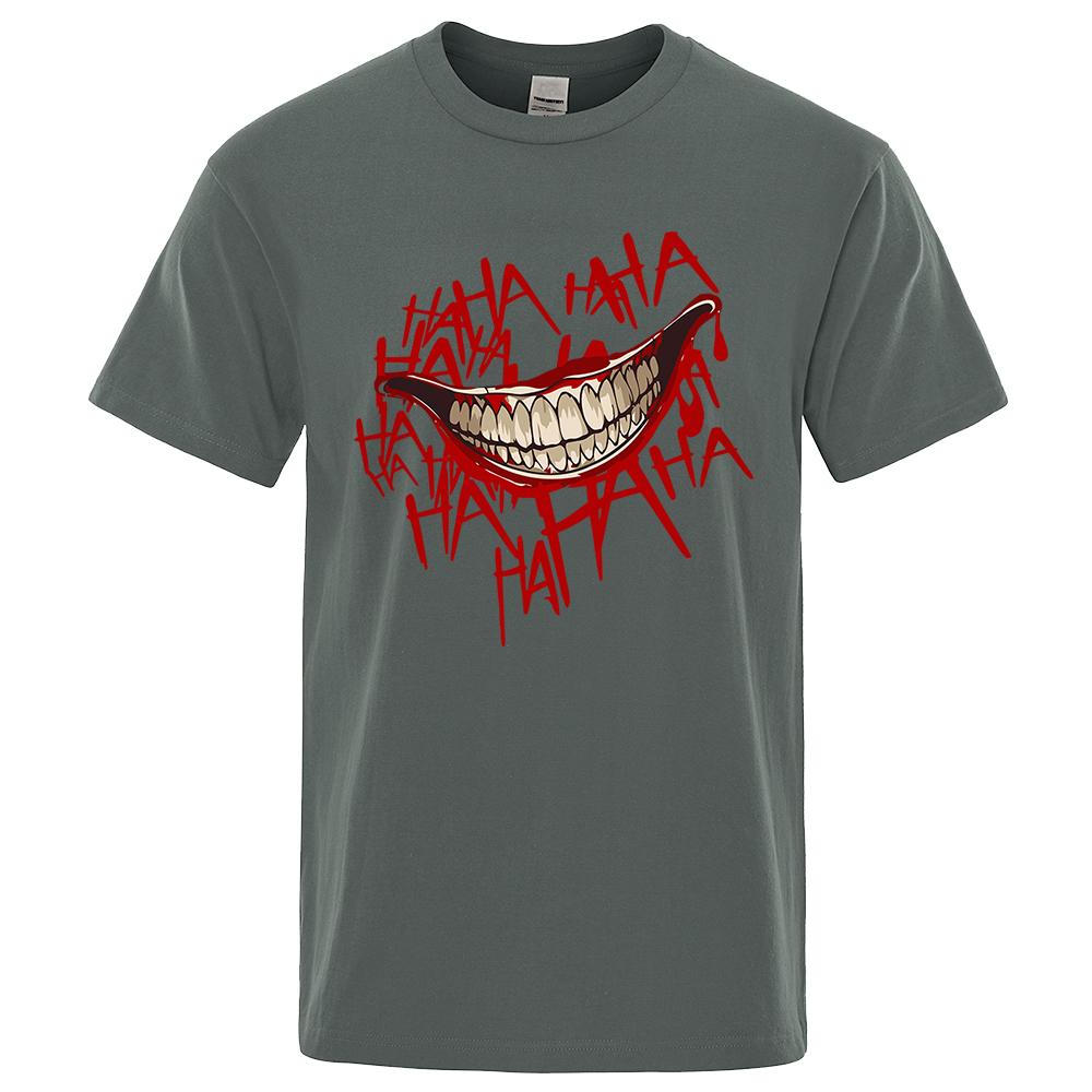 Evil Clown Smile Printing Tops Men Women Casual Tee Clothes T-Shirts Crewneck Summer T-Shirt Sweat Cotton Loose T Shirt Couple