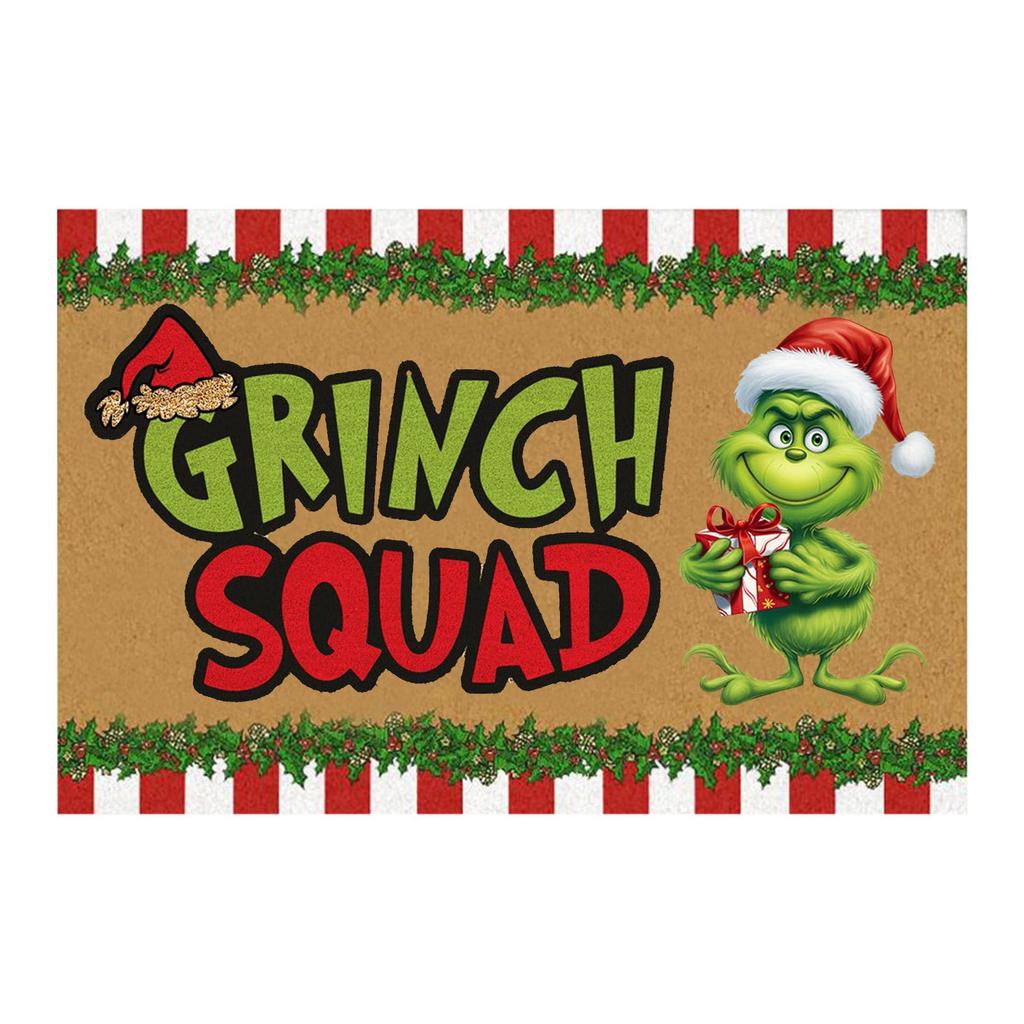 Grinch Floor Mat, Christmas Carpet, Holiday Door Mat, Green Clown Floor Mat.