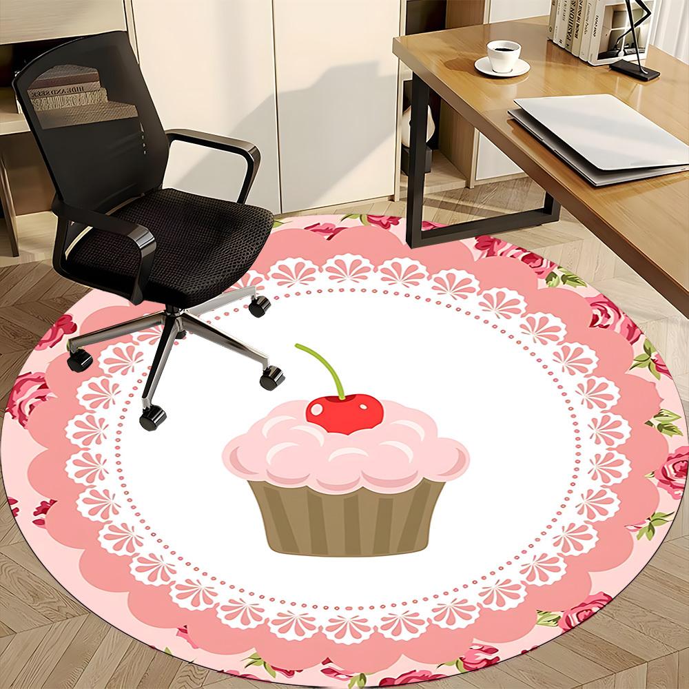 1 Stück Stuhlteppich mit Cupcake-Print für das Büro, weiche Flanell-Wurfmatte, perfekt für Büro, Feiertagsparty-Dekoration Wahl yy251113047