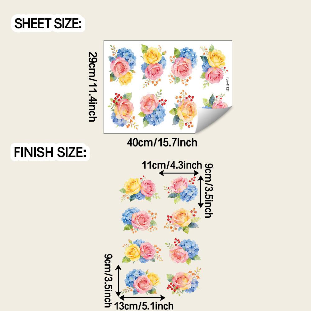 Painted Rose Flower Bathroom and Toilet Home Decoration and Beautification Stickers