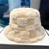 Adjustable Women Bucket Hat Faux Fur Lamb Wool Fisherman's Hat Plush Basin Cap  Outdoor Activities