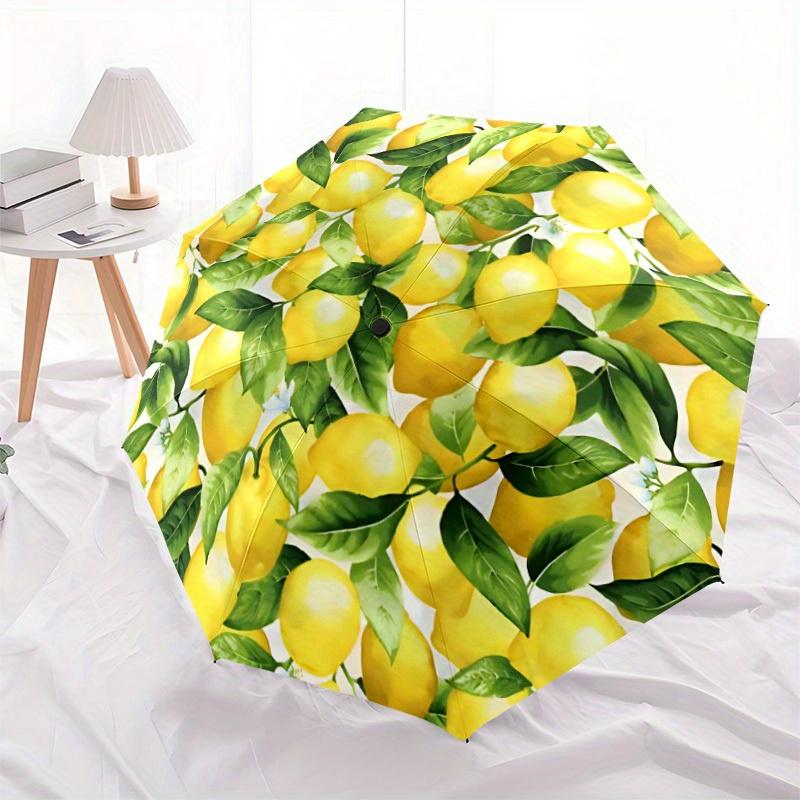 1pc Lemon Print Automatic Opening/closing Umbrella with Auto Open/Close, Windproof, Foldable Sunshade Yy250811141