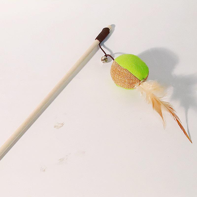 Cat Teasing Wand with Burlap, Feather, and Bell - Self-Entertainment Toy for Boredom Relief