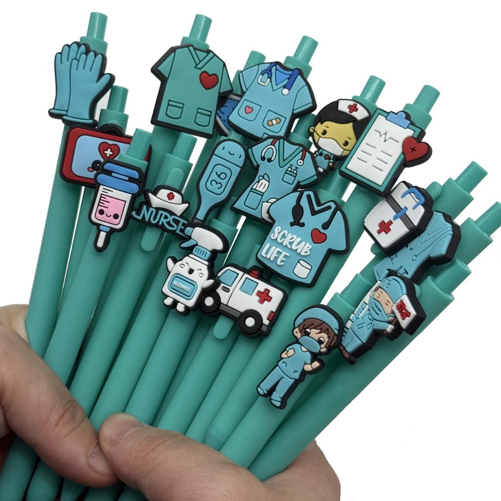 10Pcs, Minimalist Creative Medical Series Ballpoint Pens - Solid Color Doctor & Nurse Pens with Black Ink Refills, Press-Type Gel Pens for Signing and