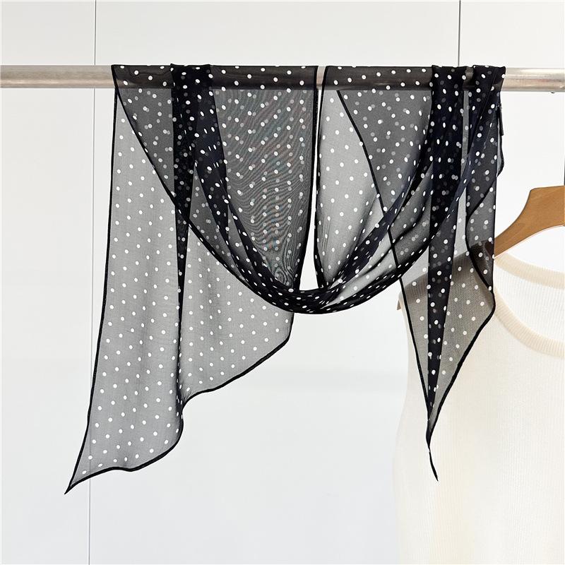 

160*30 см летний ретро-длинный шелковый шарф в горошек – большая продолговатая шаль, легкая накидка для женщин