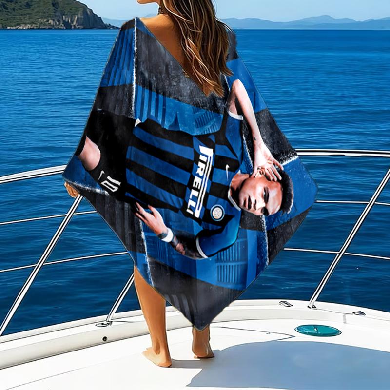 Inter Milan Star Lautaro Beach Towel - Soft, Absorbent Microfiber, Lightweight, Ideal for The Beach, Parties, Travel, Camping fan gifts