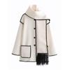 Autumn 2023 Women's Cross-Border Street Fashion Woolen Coat with Scarf Embellishments.