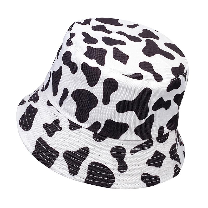 Unisex Cow Print Double-side Personality Bucket Hats Fishermen Caps Outdoor Casual Cap Sunscreen Hat