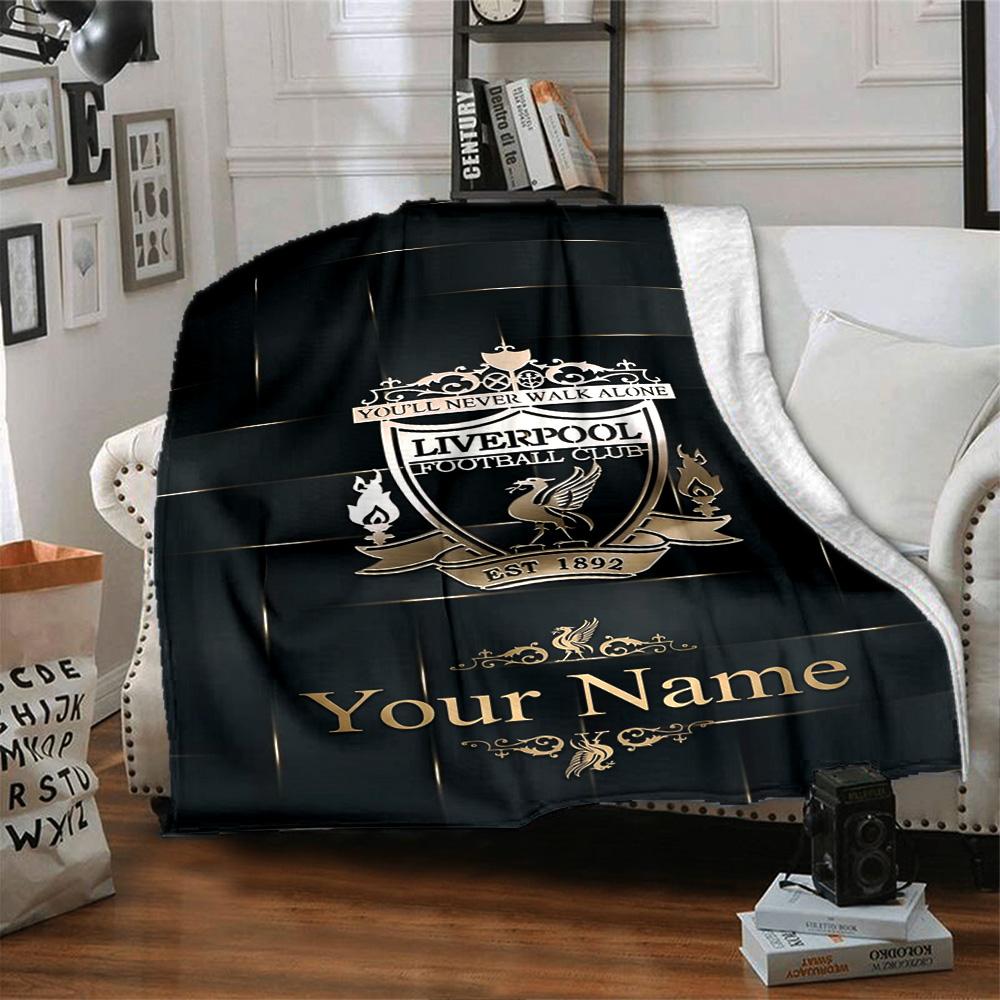 Liverpool Customize Text Blanket Throw Customizable Blanket Ultra-Soft Perfect for Livingroom Picnics Office Chair Chair Four Seasons Multipurpose