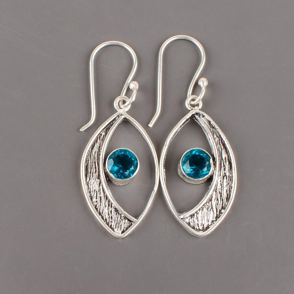 Apatite Gemstone 925 Sterling Silver Jewelry Handmade Drop/Dangle Earrings 1.60" EE-61-3