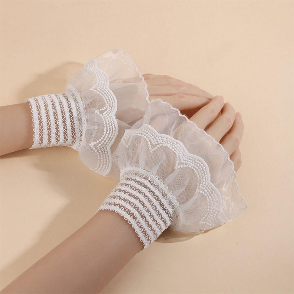 Flower Elastic Sleeve Cuffs Double Layer False Cuff Sleeve Casual Lace Sleeve  Photo Prop