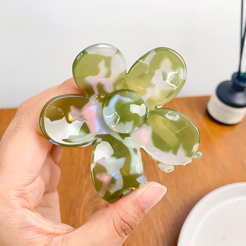 Korean Retro Flower Clip for Women Girls Imitation Acetic Acid Hair Clip Large Shark Clip Hair Accessory Fashion Cute Claw Clip
