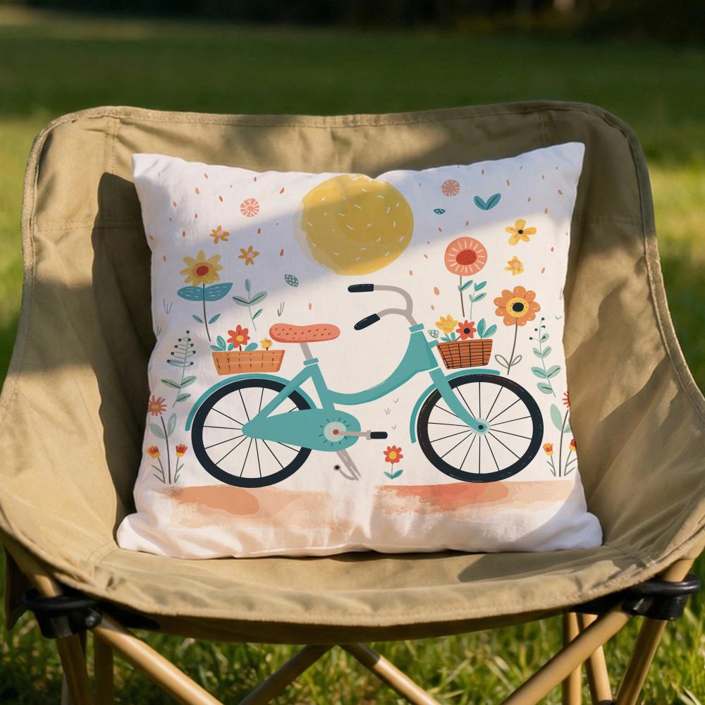 Country Flower Bicycle Cushion Cover Soft Reversible  Durable Pillow Cover  MultiScene Use for Home  Car Daily Comfort