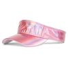 Hip-hop Style Summer Laser Sun Visor Hat Faux Leather Sunscreen Empty Top Hats Plain Bling Adjustable Duck Tongue Cap