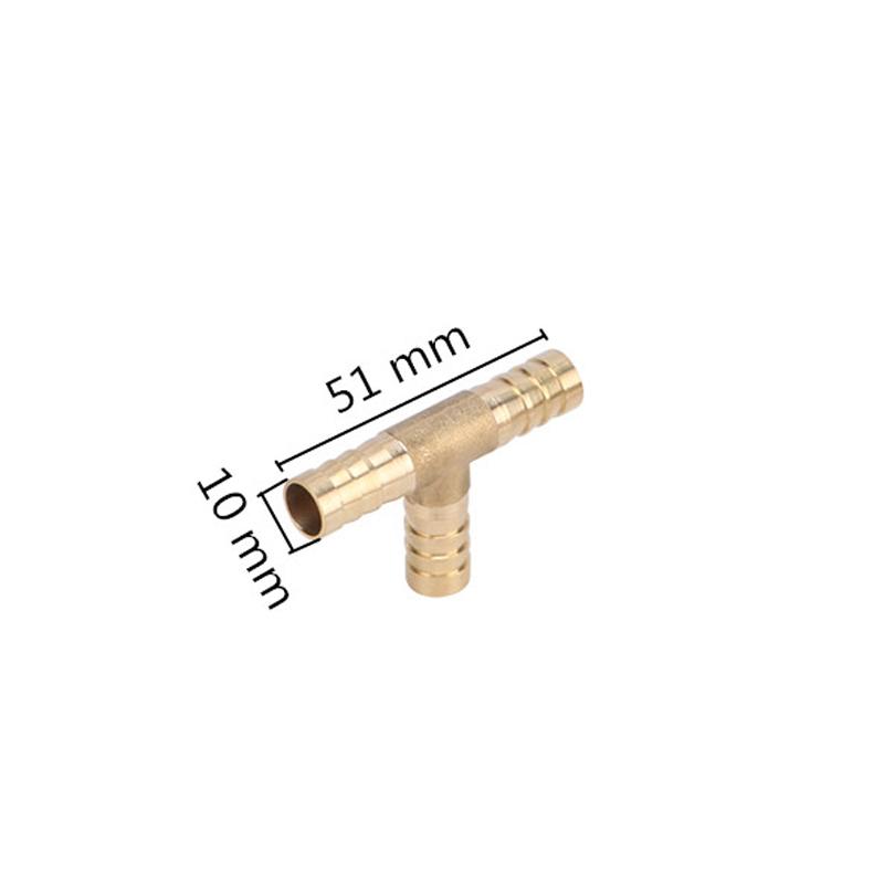 T-Form Messing Dorn Schlauchfitting T-Stück 6mm 8mm 10mm 12mm 14mm 16mm 19mm Schlauchrohr Dorn Kupfer Dorn Kupplung Verbinder Adapter