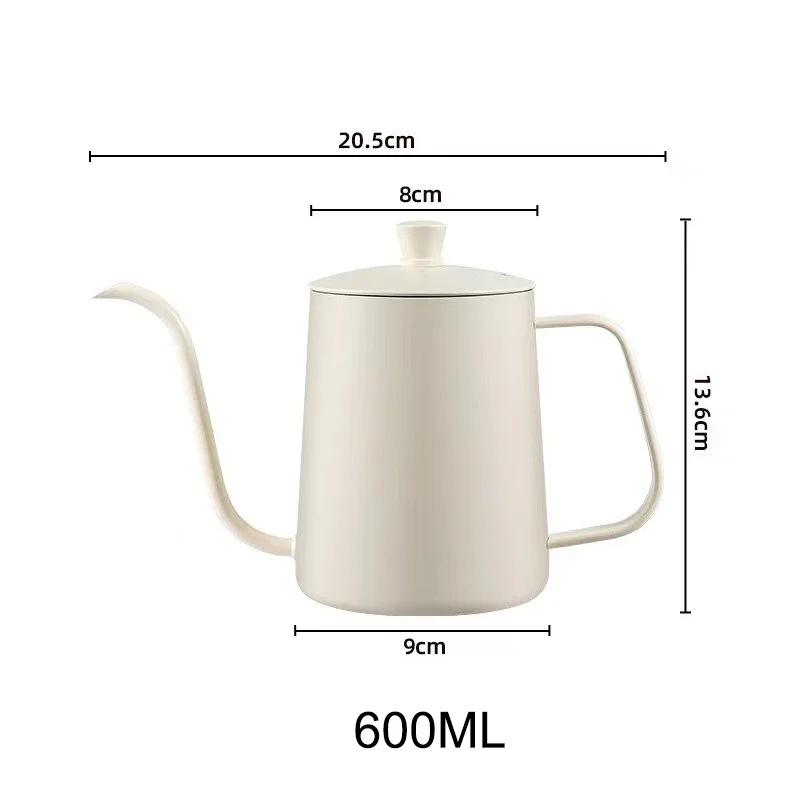 Cafetière 350/600 ml avec couvercle, bec long et fin, en acier inoxydable 304, pour infusion manuelle du café