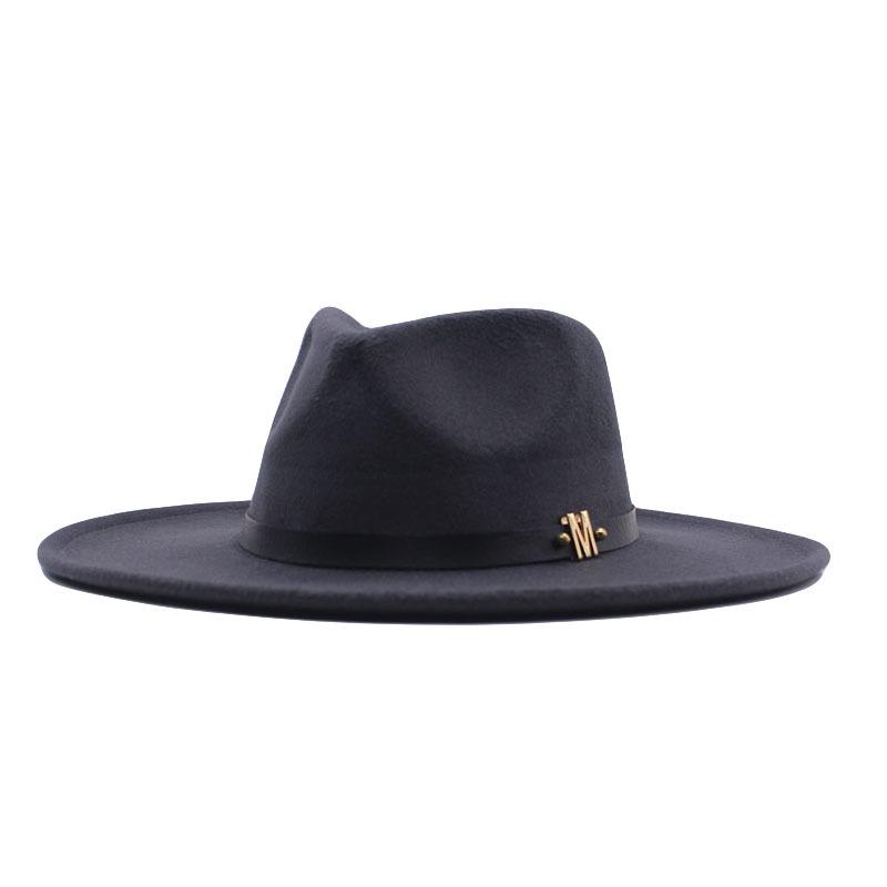 Europe, America, Autumn and Winter New M Standard Big Eaves Peach Heart Concave Convex Top Fashion Flat Top Hat Women's Woolen Jazz Hat