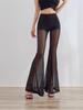 2025 European Style Lace See-through High-waisted Patchwork Long Straight Leg Pants