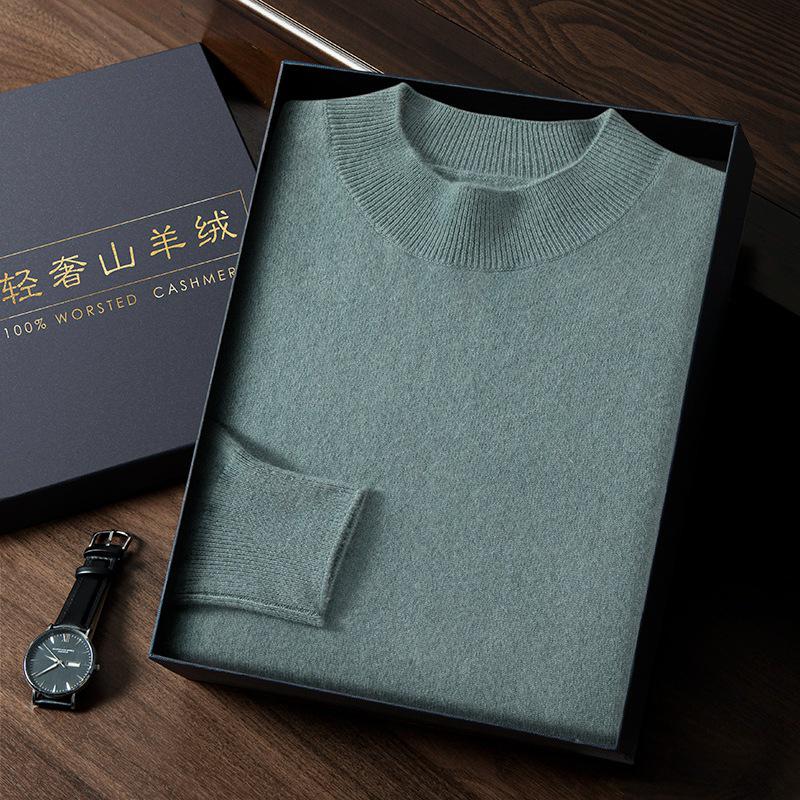 Seamless Men's Cashmere Half-Neck Sweater for Autumn/Winter - Versatile Knitwear
