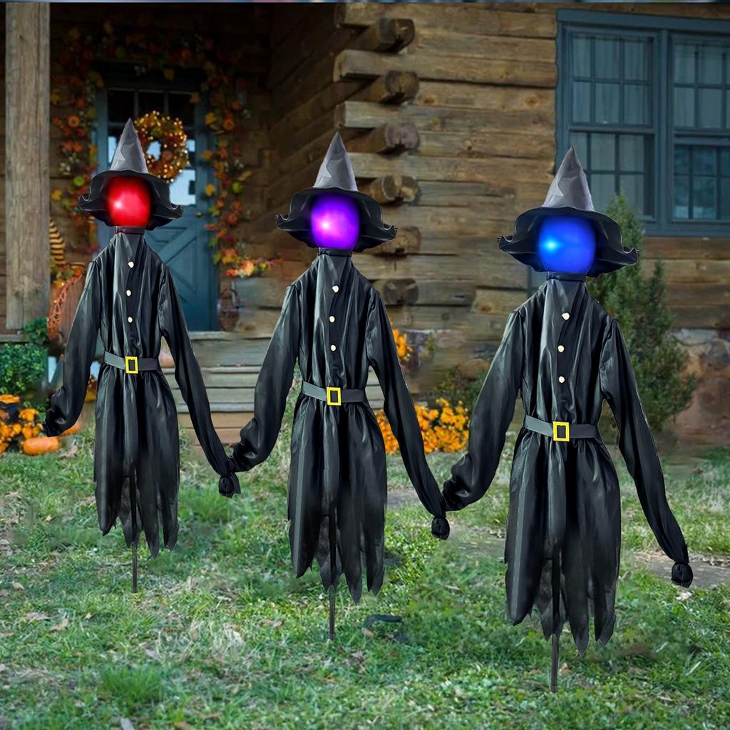Halloween Witch Holding Hands Three Colorful Luminous Button Belt Atmosphere Layout Scene Decoration Props