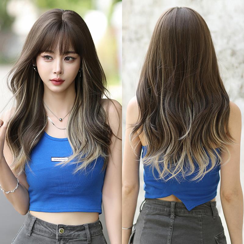 Professional  WIGS Long Body Wavy Sakura Pink Wig for Sweet Girl High Density Synthetic Loose Curly Hair Wig with Bangs Beginner Friendly