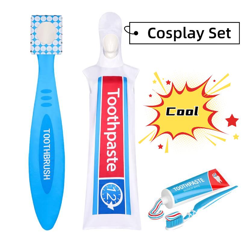 Tannkrem Morsom Tannbørste Cosplay Kostyme Par Halloween Antrekk Rollespill