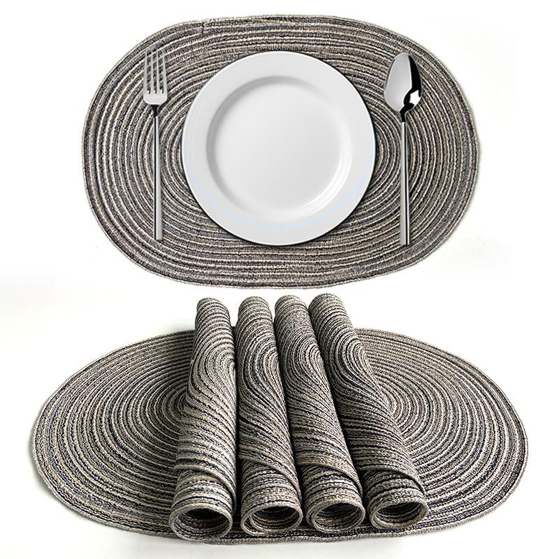 Inyahome-Oval Braided Nordic Placemats, Table Decor Mats for Dining Tables, Natural Woven, Heat Resistant, Outdoor and Indoor
